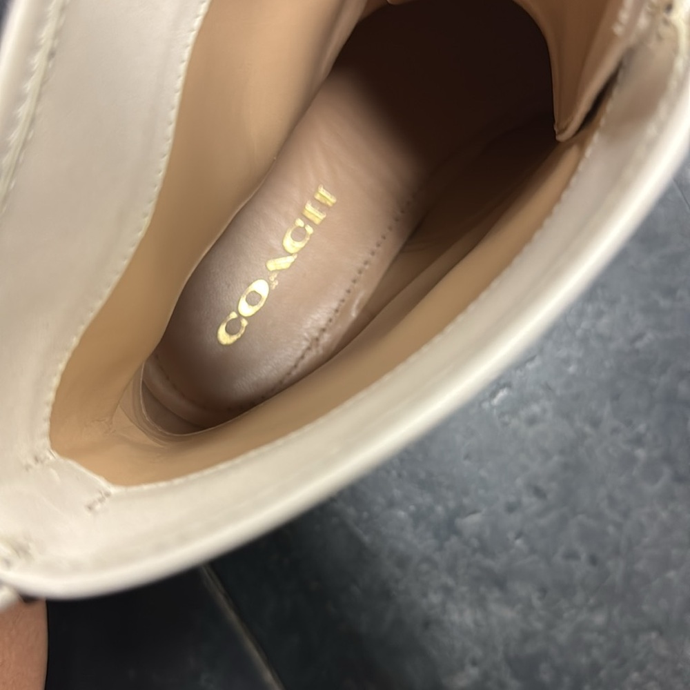 Coach Cream Liza Combat Boots with zip Up Design Size 7.5 - Picture 2 of 6